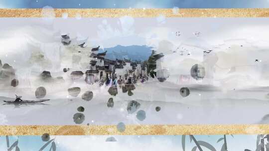  水墨卷轴中国风图文展示片头视频AE模版