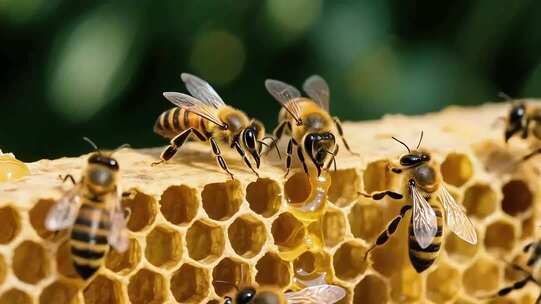蜜蜂在蜂巢上忙碌画面