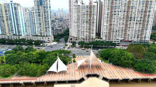 航拍温州城市风景 城市建筑