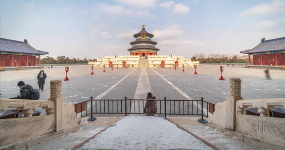 天坛祈年殿正位上摇镜头延时摄影