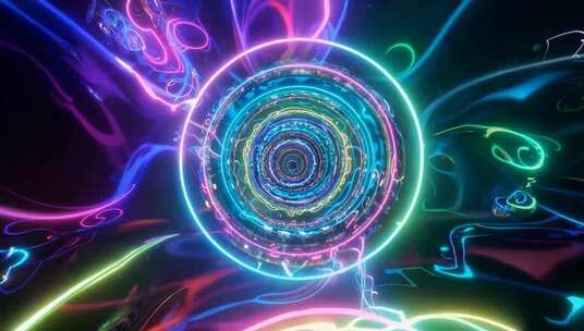 炫彩霓虹光效圆形动态背景