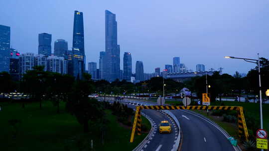 广州珠江新城夜景 城市交通