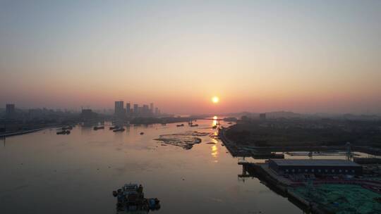 广州珠江日出日落黄昏夕阳朝阳清晨黎明太阳