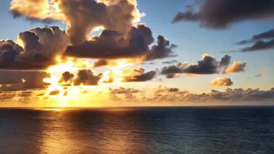 海上夕阳天空云彩景色