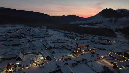 新疆北疆阿勒泰喀纳斯冬季雪景童话世界航拍