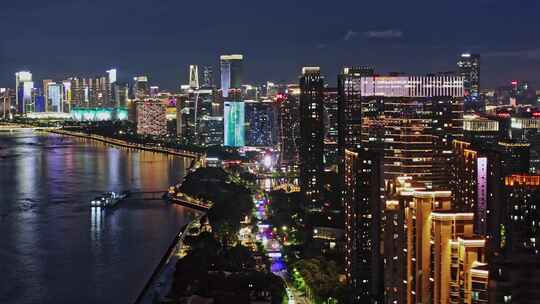 2024航拍杭州滨江区夜景