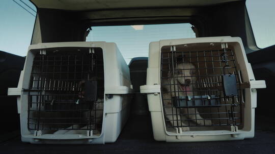 汽车后备箱里的小狗视频素材模板下载