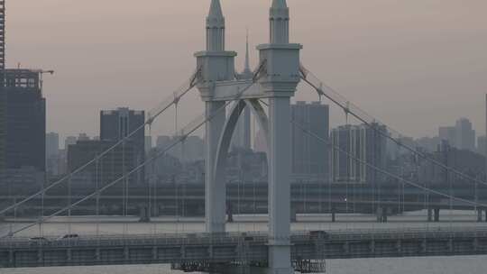 珠海白石桥清晨航拍视频素材模板下载