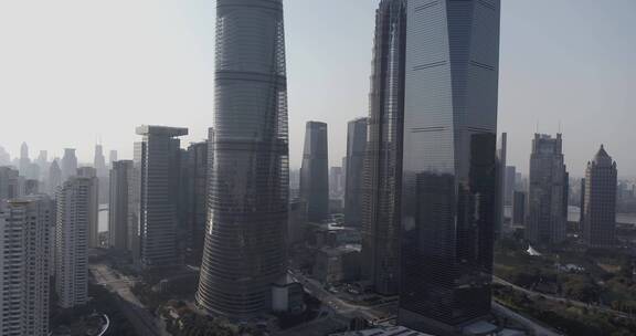 上海金融中心CBD近距离航拍