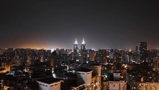 上海浦西普陀区夜景延时航拍