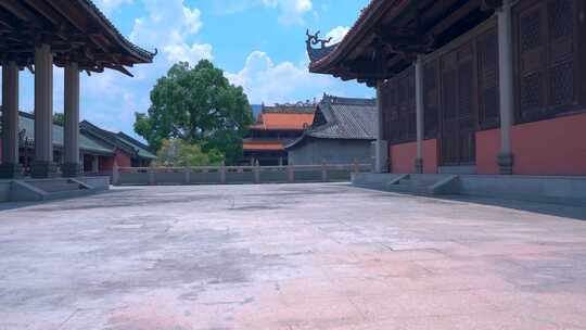 广西南宁孔庙景区传统中式古建筑广场庭院