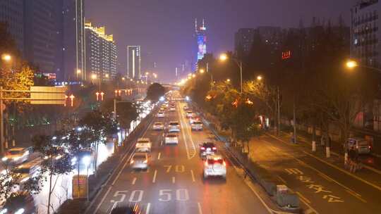 西安南二环车流夜景延时