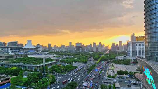 广西南宁日落会展中心大景