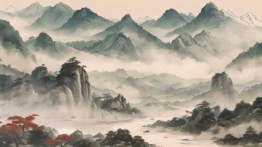 简约意境中国风山水画背景