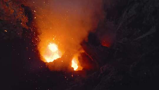 航拍火山爆发