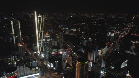 无锡市区三阳广场夜景航拍4K视频素材