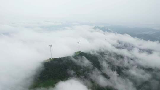 浙江宁波宁海枫槎岭云海风车航拍