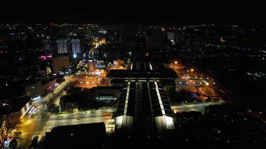 河北保定城市夜景灯光航拍