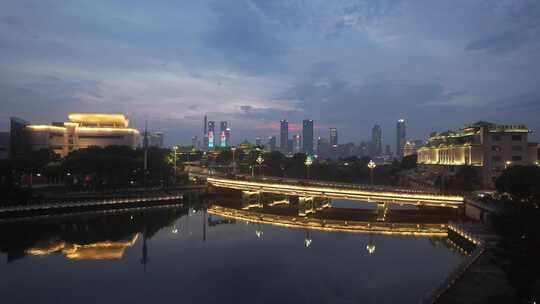 江西南昌城市晚霞夜幕降临夜景灯光