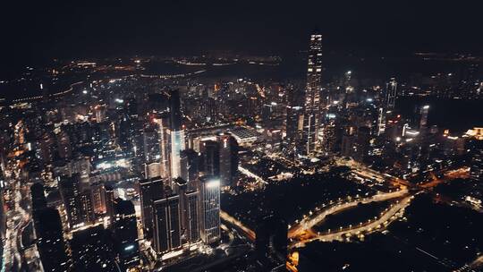 深圳福田区CBD夜景航拍