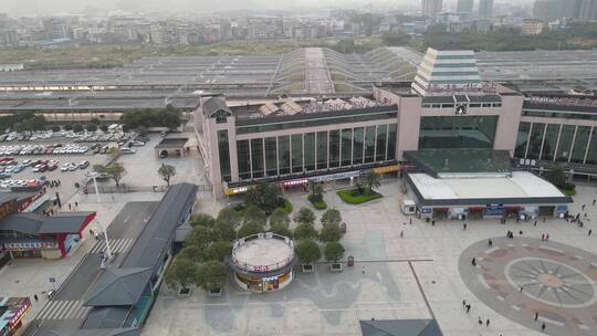 航拍广西桂林火车站视频素材模板下载