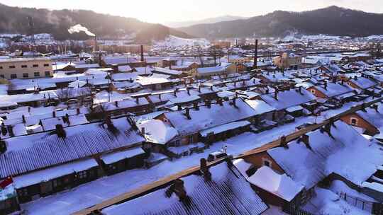 东北雪乡雪后小镇全景俯瞰