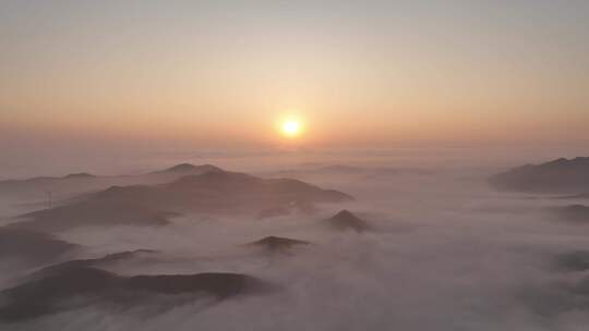 航拍山川山峦云海朝阳日出