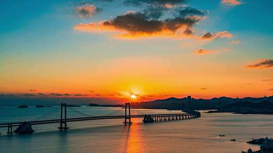 大连星海湾跨海大桥日落延时