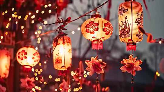 新年除夕过年过节饺子烟花灯笼ai素材原创