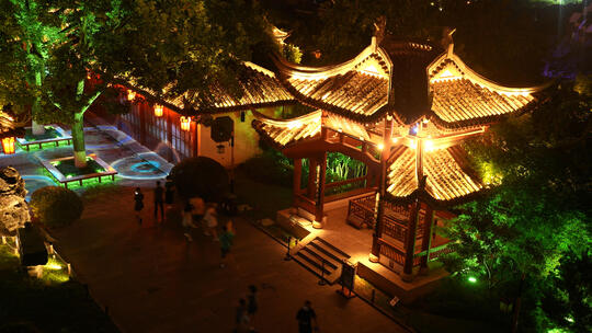 武汉地标旅游5A级景区黄鹤楼公园夜景