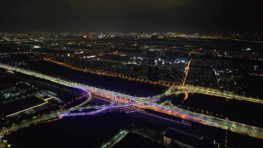 江苏城市夜景交通航拍视频素材模板下载