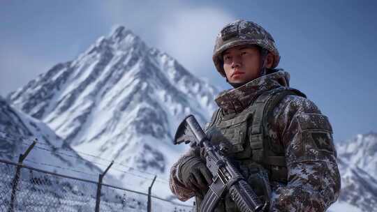 雪山边境战士坚守岗位保家卫国