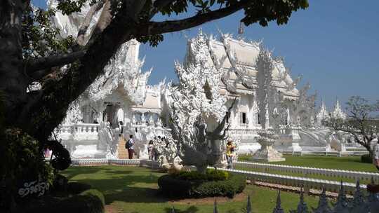 泰国旅游白庙白色寺庙人文景观风景