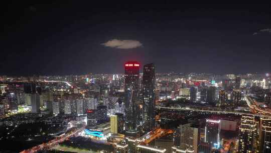 云南万达昆明双塔西山区夜景航拍延时城市夜