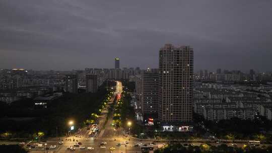 4K航拍昆山城市建筑夜景风光