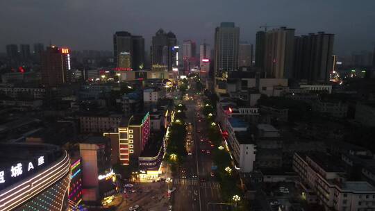 湖南怀化城市夜景航拍