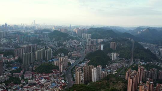 航拍贵阳城市建筑空景