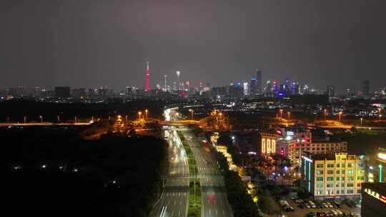 广州珠江新城CBD夜景航拍