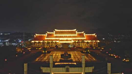 福建泉州博物馆建筑夜景夜晚航拍