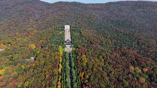 江苏南京中山陵灵山风景区音乐台秋色航拍