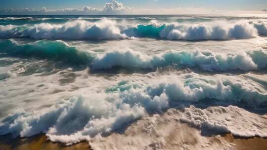 海边翻涌海浪全景