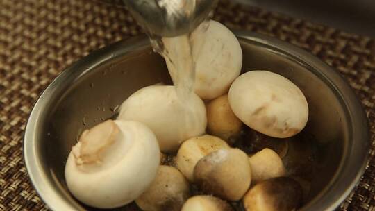 【镜头合集】清洗口蘑菌菇各种蘑菇