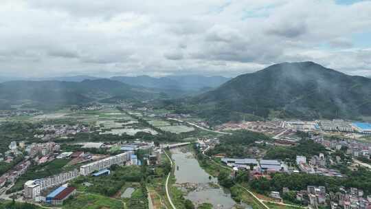 航拍福建南平市浦城城市风光建筑历史古建