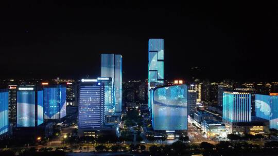 福建福州台江万达广场金融中心夜景视频素材模板下载