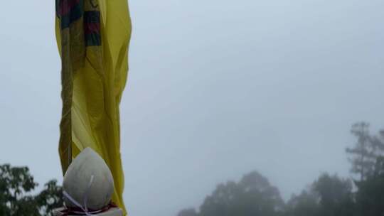 4K电影质感老君阁雨天仙境