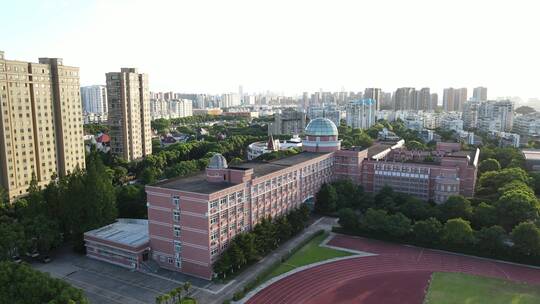 宁波国家高新区外语学校 体育运动学校航拍视频素材模板下载