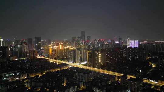 航拍四川成都大景成都夜景