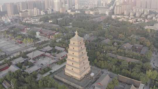 航拍视角下的西安大雁塔全景