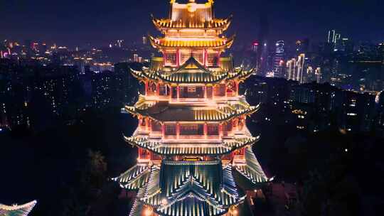 重庆江北鸿恩寺夜景航拍