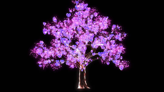 紫色梦幻树旋转循环带通道合成素材